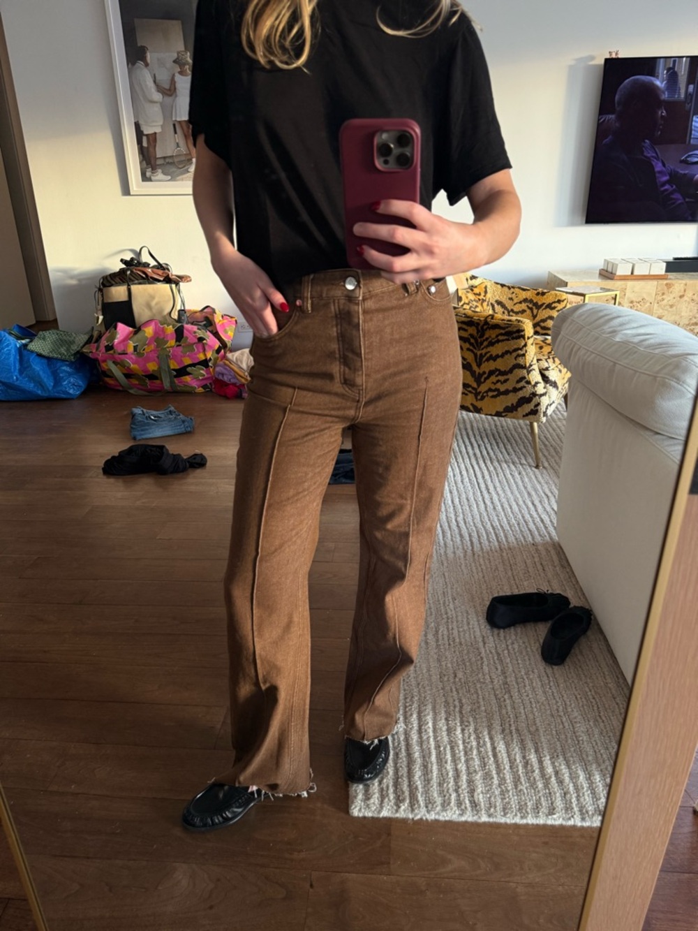 Rebecca Minkoff Brown High-Rise Straight Jeans